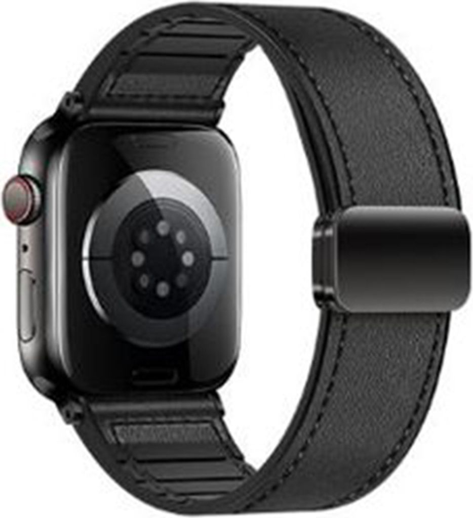 INF Hochwertiges Apple Watch Lederarmband mit Magnetschließe Schwarz L