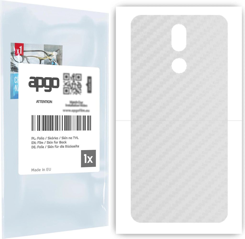 apgo Rückseite Schutzfolie für LG K40 - Hinten Schutzfolie Carbon Transparent (durchsichtig), Rückseite Folie schützt vor Kratzern und Fingerab...