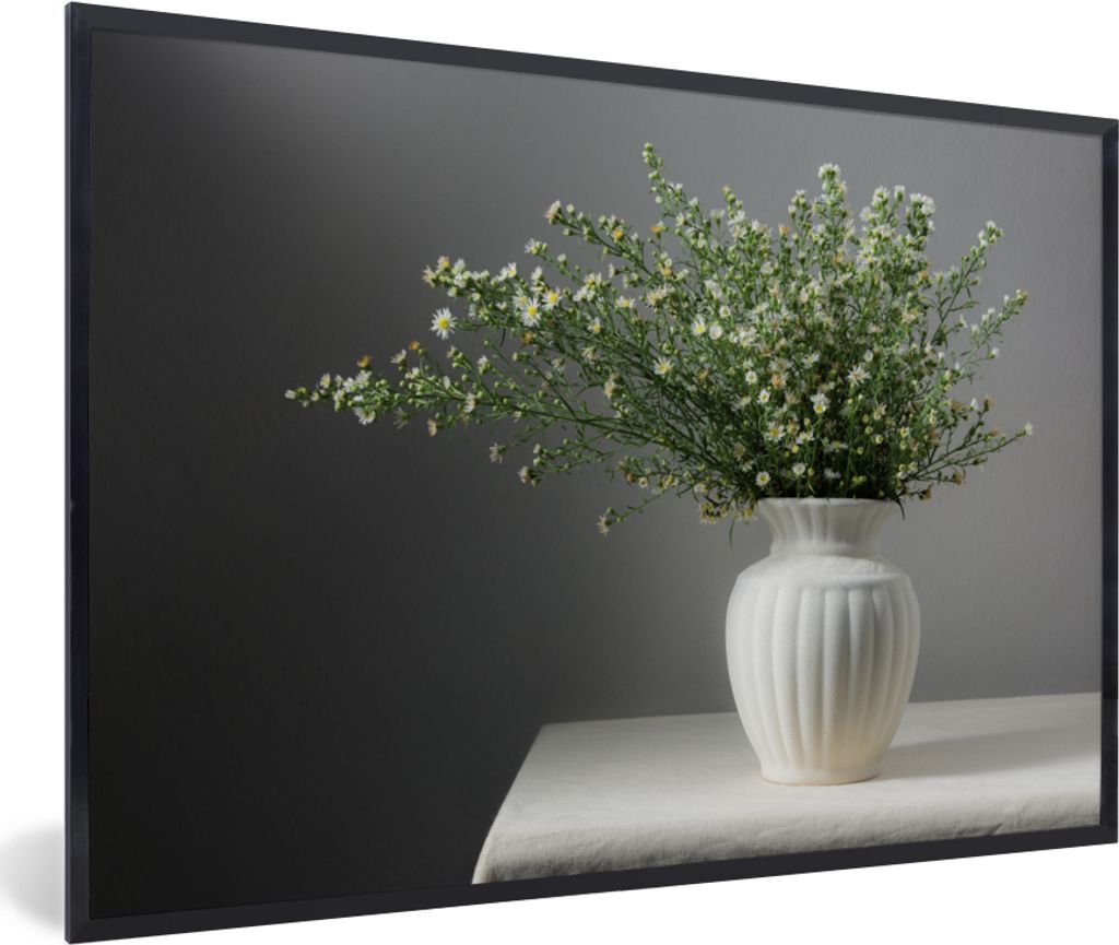 MuchoWow Gerahmtes Poster Stillleben - Vase - Blumen 60x40 cm - Poster mit Schwarzem Bilderrahmen Wandposter Rahmen Foto Bilder - Printing - Wand...