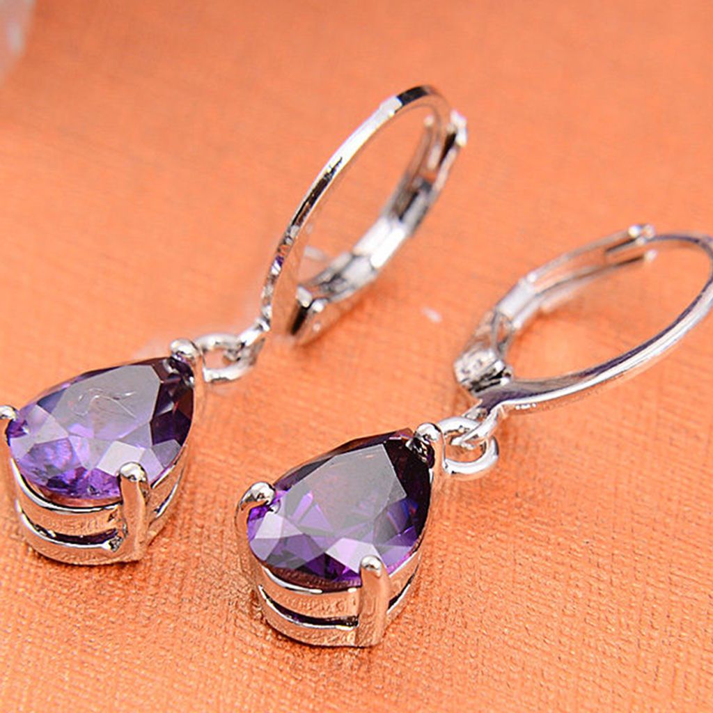 Elegante Damen-Ohrringe mit lila Strass-Wassertropfen, Brisur, Geschenk