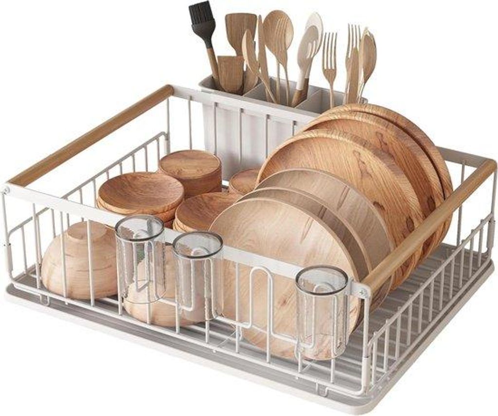 Wasserabtropfteller - Wasserabtropfbehälter - Besteckabstellhalter - Wasserabtropfbehälter - 43 × 32 × 14 cm - Weiß
