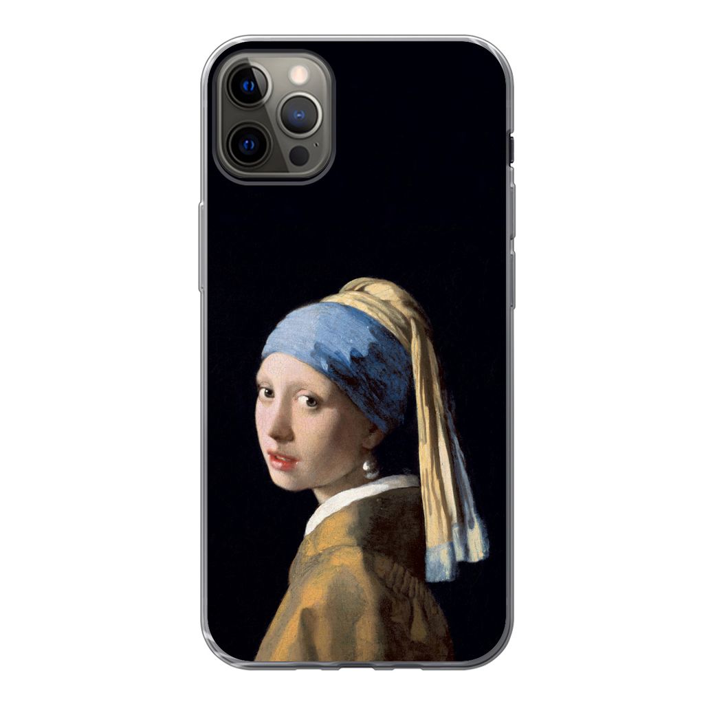 MuchoWow Handyhülle Schutzhülle Hülle für iPhone 13 Pro Max Mädchen mit Perlenohrring - Vermeer - Kunst Silikon Softcase Handy Hülle - Mobi...