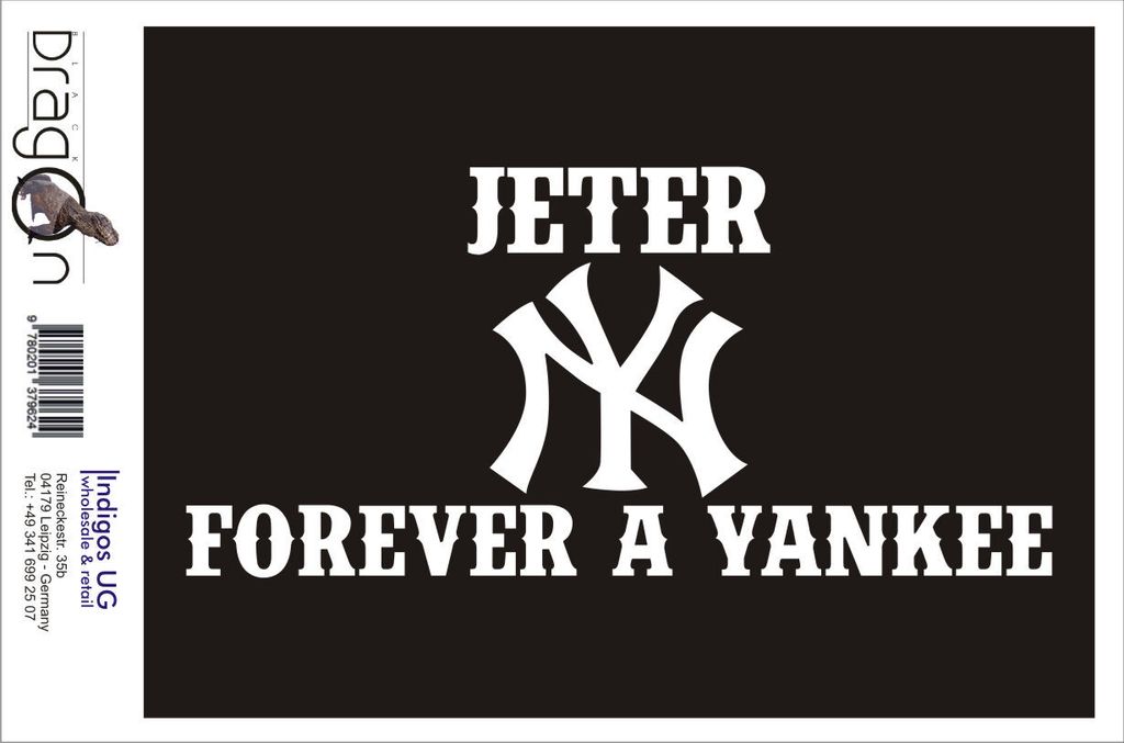 Aufkleber / Autoaufkleber - JDM / Die cut / Auto / OEM - Jeter Forever a Yankee - 210x100mm gelb - Heckscheibe / Heckscheibenaufkleber