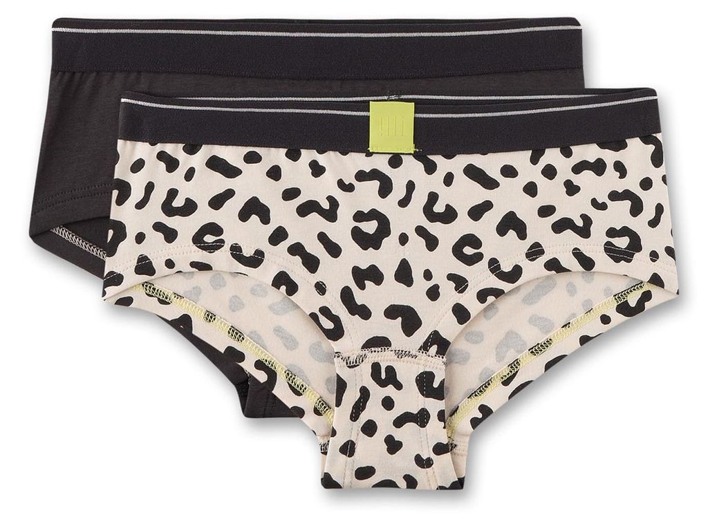 Sanetta Mädchen-Hipster (Doppelpack) Off-White & schwarz Leo-Muster | Hochwertige und nachhaltige Unterhose für Mädchen aus Baumwoll-Mix. Inhalt...