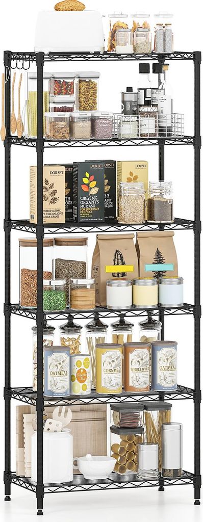 COSTWAY Metall-Aufbewahrungsregal mehrstöckig, Schwerlast-verstellbares Universalregal mit V-förmigen Drahtgittern, Aufbewahrungsorganisator