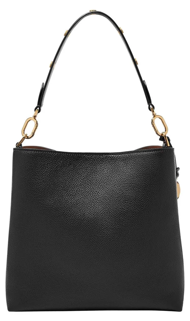 Fossil Jessie Sac à Épaule Noir Noir en Cuir Grainé et Fermoir Aimanté