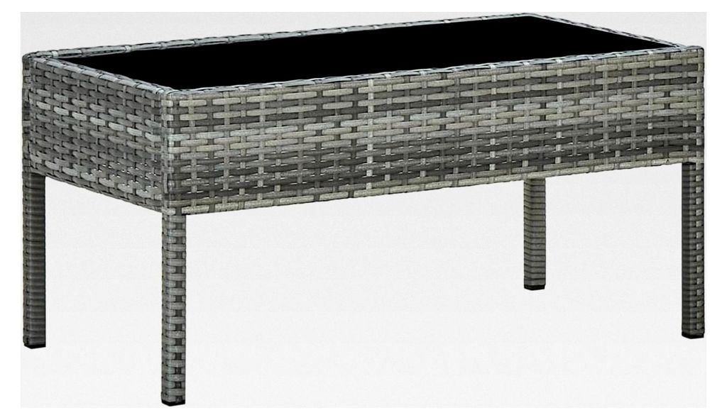 Gartentisch Grau 75x40x37 cm Poly Rattan, Kleiner Gartentisch für Terrasse, Bistro, Gartenparty, Balkon, Wohnzimmer