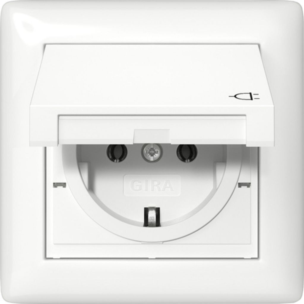Gira SCHUKO-KD + kit IP44, cadre simple, standard 55, blanc Image du produit 