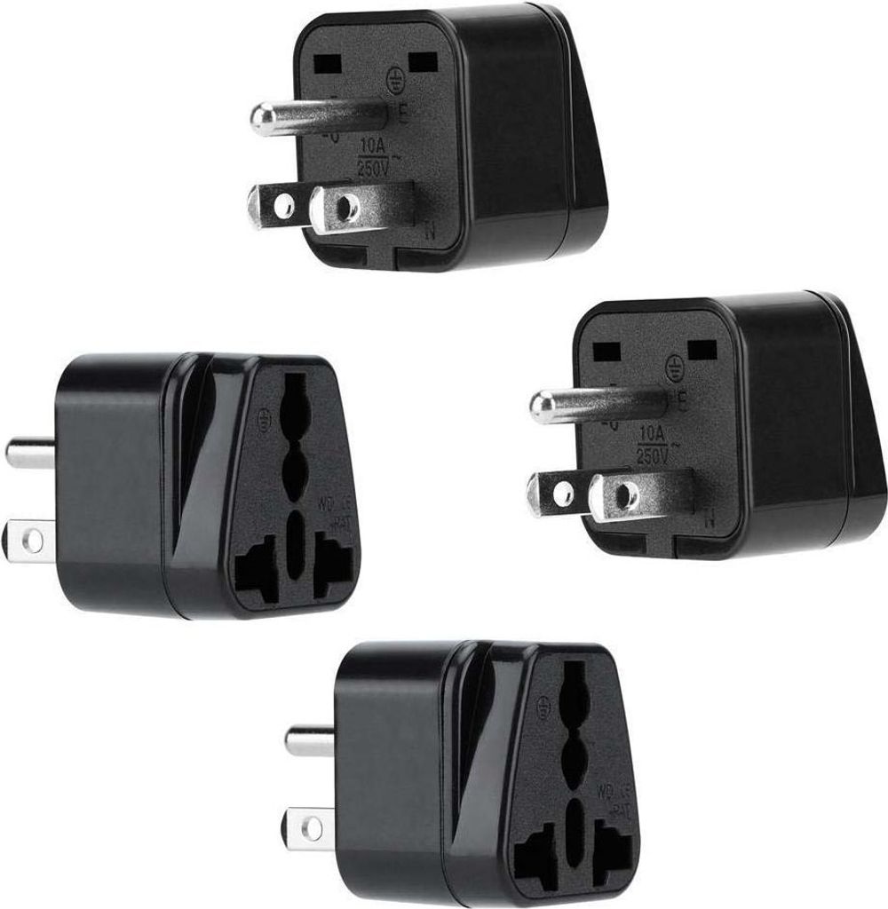 Intirilife 4x Steckdosen Adapter in SCHWARZ – 4er Set Typ B Steckdosen Stromadapter Reisestecker z.B. Deutschland, Italien, Spanien, Frankreich ...
