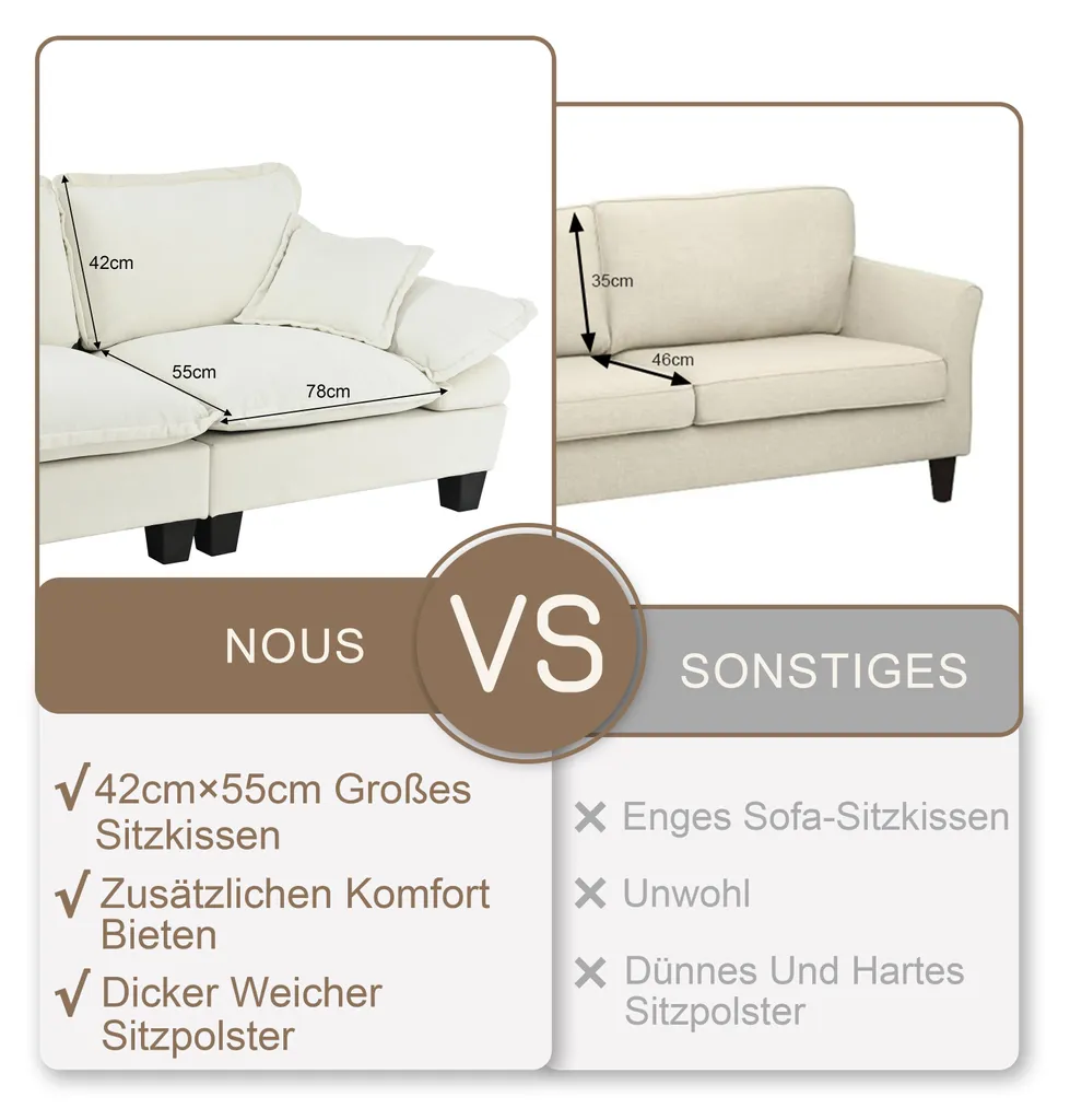 Canapé d'angle salon et appartement, sofa beige modulable gain de place