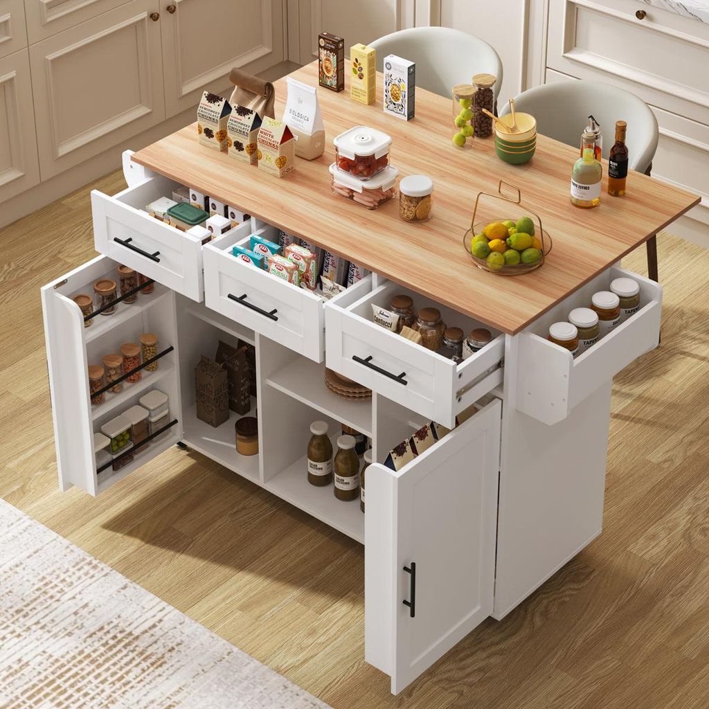 Carrello da cucina con piano di lavoro pieghevole, isola da Immagine del prodotto 