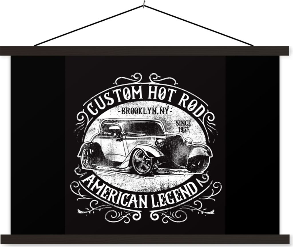MuchoWow Textilposter Mancave - Oldtimer - Auto - Retro 120x80 cm mit schwarzem Rahmen - Wanddeko