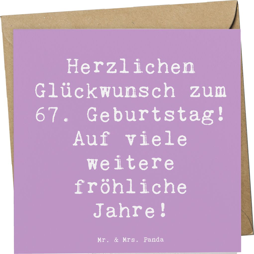 Mr. & Mrs. Panda Grußkarte Spruch 67. Geburtstag Freude - Lavendeltraum - Geschenk, fröhliche Jahre, Happy Birthday, faltkarte, Glückwünsche, G...