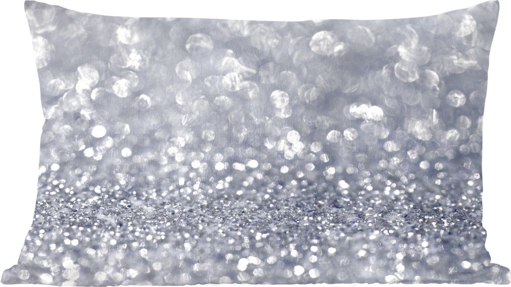 MuchoWow Zierkissen Sofakissen Wohnzimmer Dekokissen 50x30 cm Silber glitzert - Wohnzimmerdekoration - Polster mit Photo