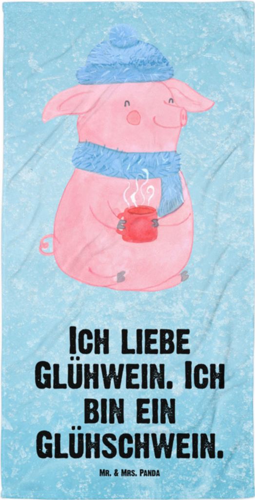 Mr. & Mrs. Panda Strandtuch Schwein Glühwein - Eisblau - Geschenk, Handtuch, Duschtuch, Weihnachten, Glühschwein, Reisehandtuch, Punsch, frottier...