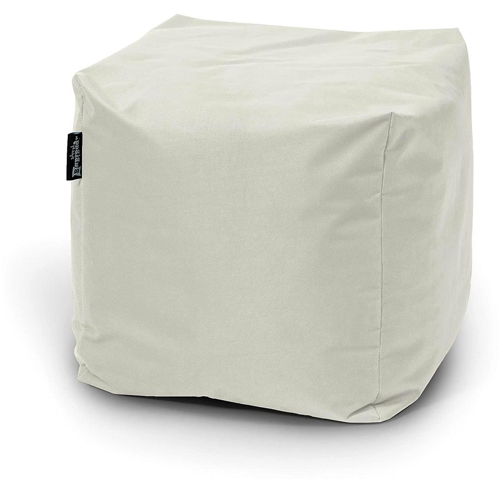 Sitzpouf für Outdoor, Fußhocker geeignet für Gaming-Sitzsäcke, wetterfest, Outdoor-Pouf (35x35x35cm, Beige)