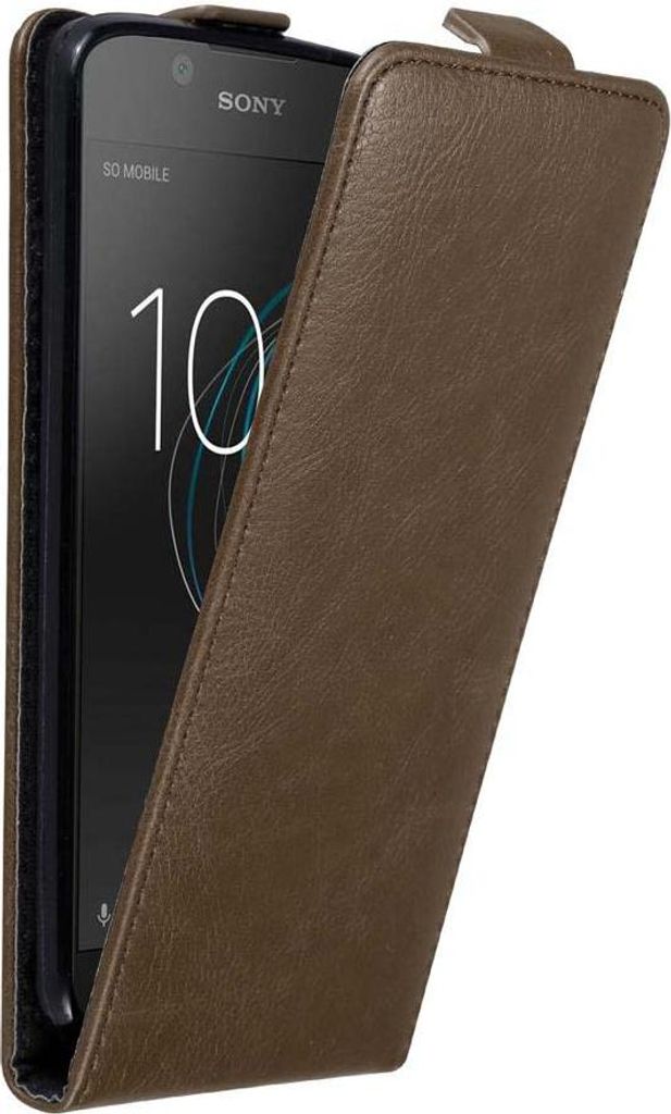 Cadorabo Hülle für Sony Xperia L1 Schutz Hülle in Braun Flip Etui Handyhülle Case Cover