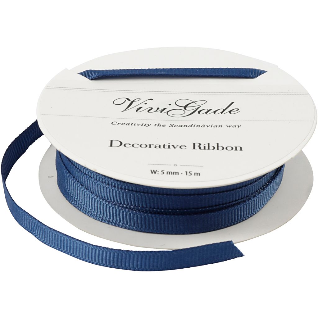 Vivi Gade Vivi Gade Ripsband 5 mm 15 m Blau