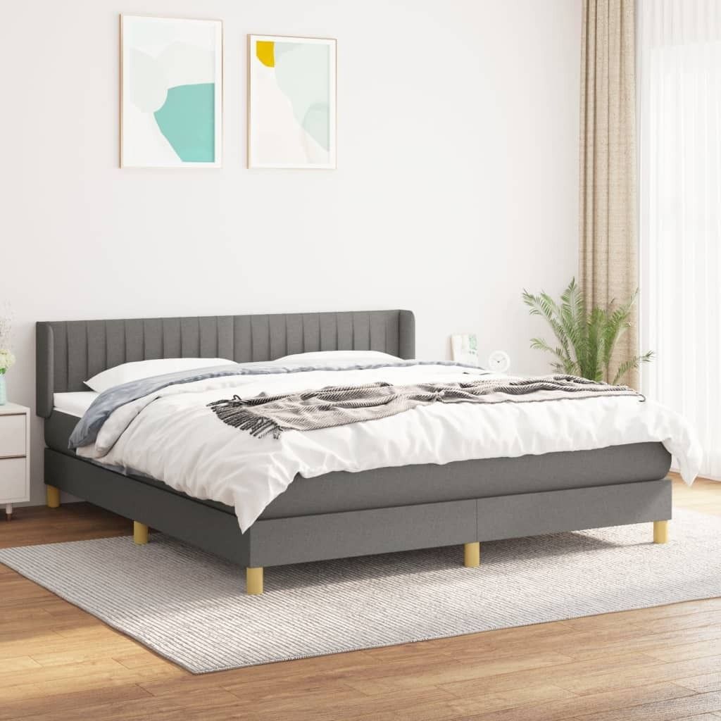The Living Store Boxspringbett mit Matratze Dunkelgrau 180x200 cm Stoff