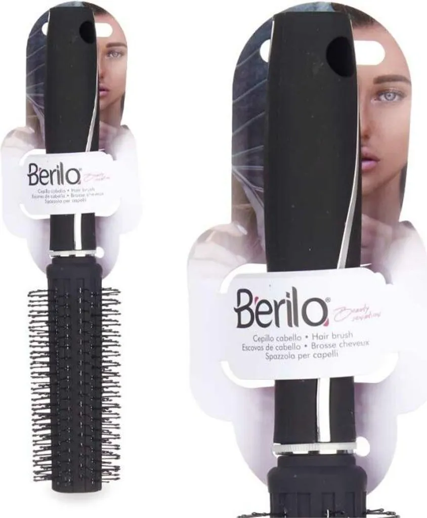 Set 12 Spazzole Rotonde Silicone Nero Professionale per Styling e Nodi