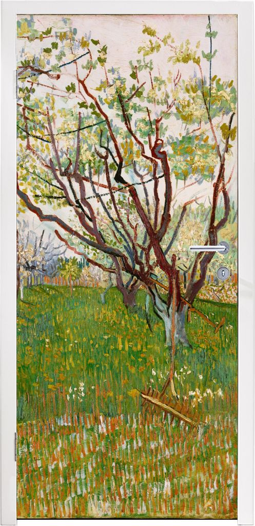 MuchoWow Türtapete Selbstklebende Türfolie Blühender Obstgarten - Vincent van Gogh 85x215 cm Türposter Türaufkleber Klebefolie Türklebefoli...