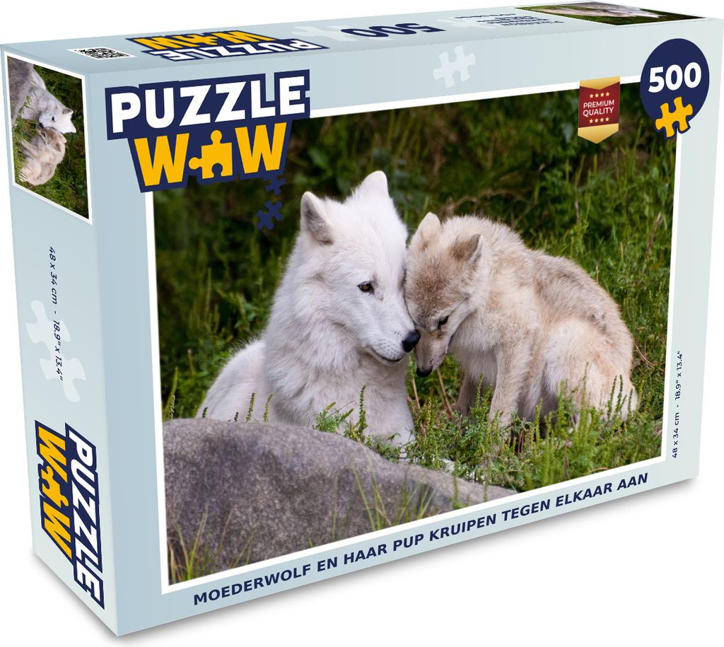 MuchoWow Puzzle 500 Teile Wolf - Welpe - Gras - 500 Teile - Kinder - Selberbauen - Puzzlespiele