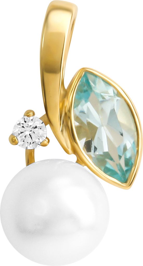V Anhänger 375/- Gold 1,7cm gelb Blautopas beh. 273340105-2