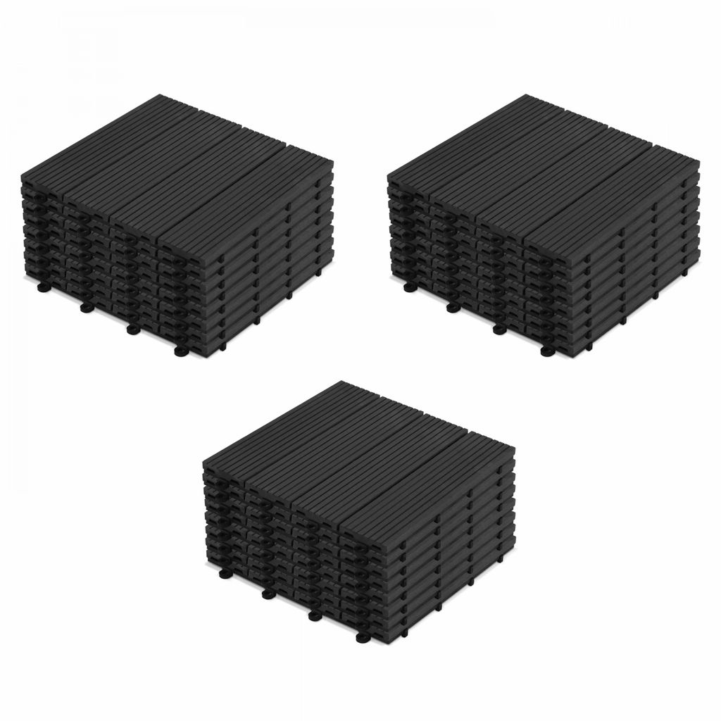 24 Klickbare anthrazitgraue Terrassenplatten aus Verbundholz Grau - Oviala Batam