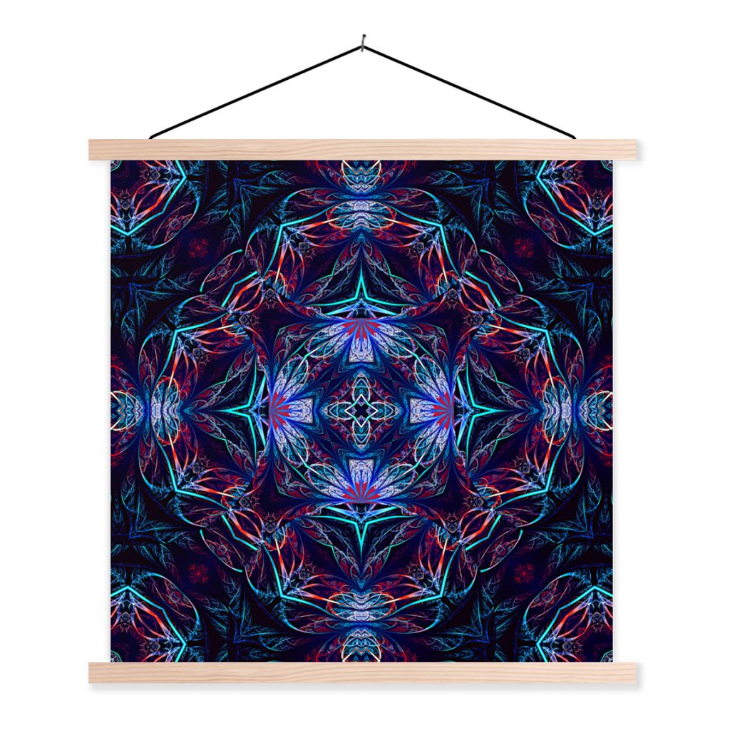 MuchoWow Textilposter Ein buntes Mosaikmuster mit mehreren Farben 120x120 cm mit holzfarbenen Rahmen - Textil-Poster
