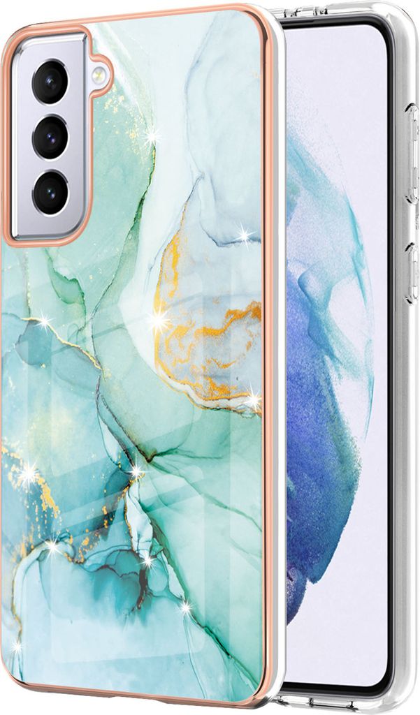 Galaxy S21+ 5G Hülle, Ultra Dünn Marmor Handyhülle Anti-Shock Soft TPU Bumper Schutzhülle für Samsung Galaxy S21 Plus 5G Grün