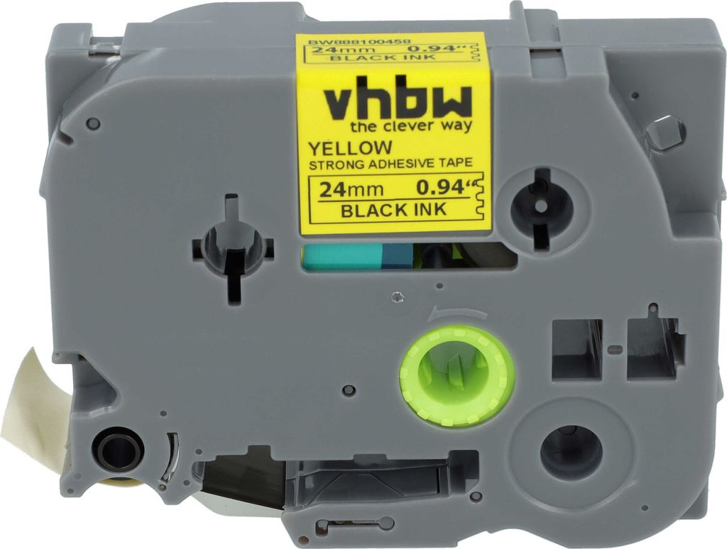 vhbw Schriftband-Kassette kompatibel mit Brother PT D600, D600VP, E500, D800W Etiketten-Drucker 8m x 24mm Schwarz auf Gelb, Extra Stark, Laminiert
