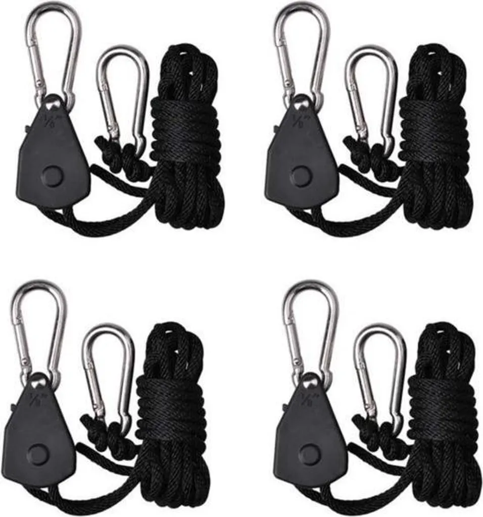 Fixation Anti-Glisse : 4 Cliquets de Corde 2m pour Levage Sécurisé