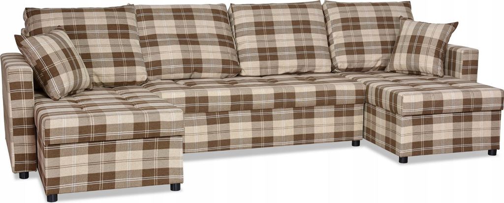 Family Meble Ecksofa Winston Big Schlafsofa Freistehendes Ausklappbares Loungesofa Bequemes zum Entspannen Für Wohnzimmer Schlafzimmer Braun-Beige