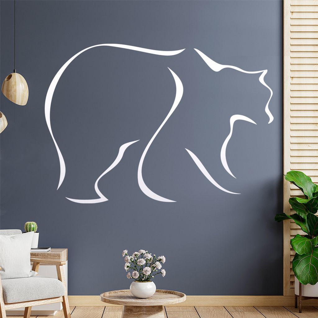Bär Linien Wandtattoo in 6 Größen - Wandaufkleber Wall Sticker - Dekoration, Küche, Wohnzimmer, Schlafzimmer, Badezimmer