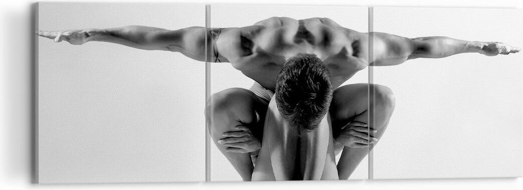 Bild auf Leinwand - Leinwandbild - Modell Körper Muskeln Tätowierung - 120x40cm - Wand Bild - Wanddeko - Leinwanddruck - Bilder - Kunstdruck - Le...