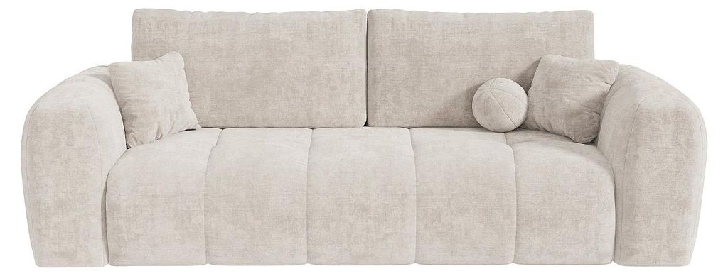 4-Sitzer-Express-Sofa aus beigem Chenille-Stoff – Liegefläche 160 cm – 13 cm dicke Memory-Foam-Matratze BRIVANO
