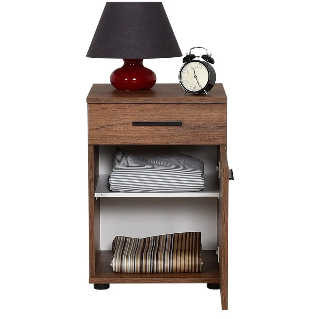 Table de nuit Oslo résistante en mélamine pour un rangement durable