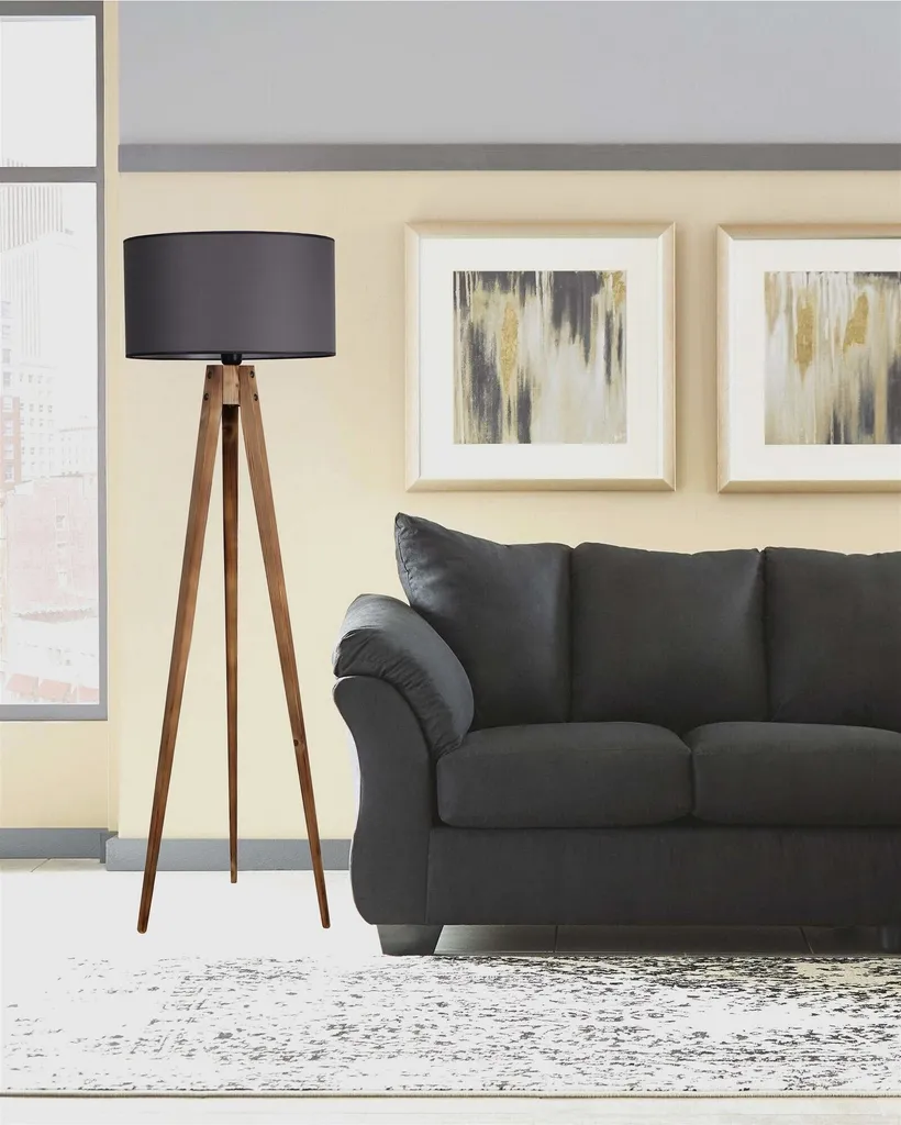 Lampada da Terra Opviq Legno e Tessuto - Piantana Treppiede 153cm