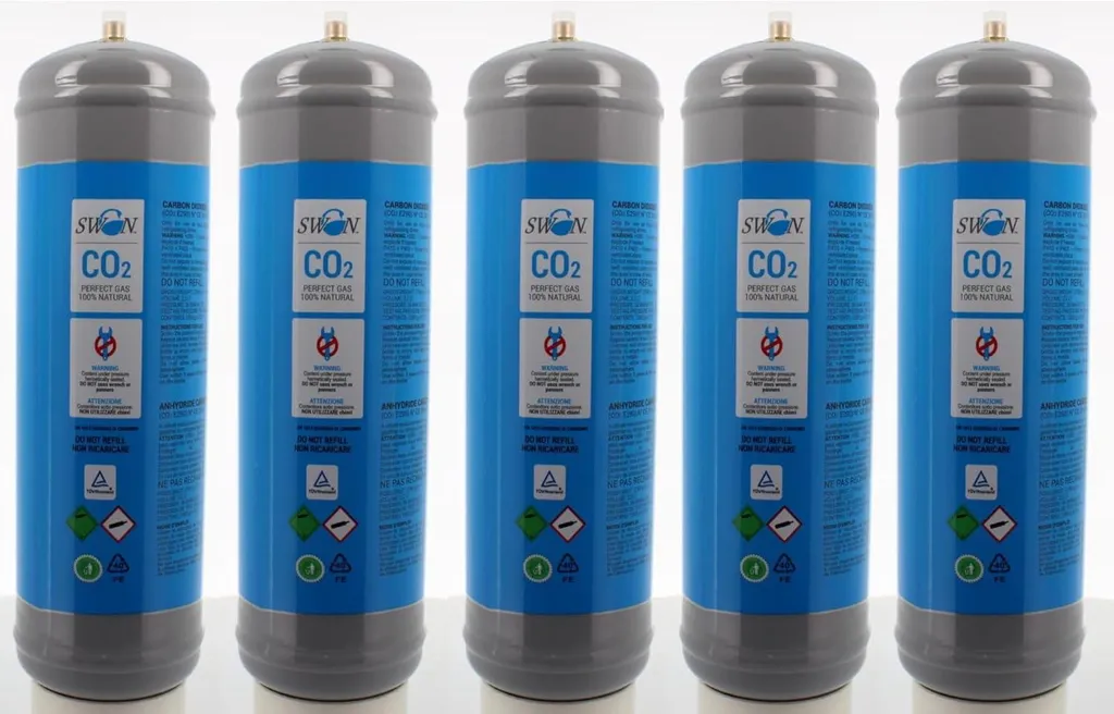 Lot de 5 Cartouches CO2 1200g M11x1 pour Machine à Eau Pétillante