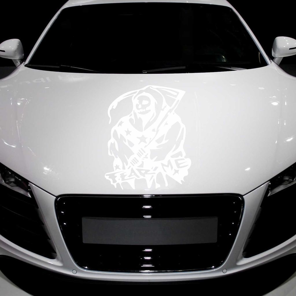 Aufkleber - Autoaufkleber "Fear me" 70cm x 58cm Weiß - Tuning Carystyling Heckscheibe Auto
