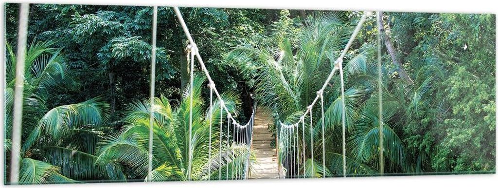 Bilder auf glas - Einteilig - Tropen Dschungel Brücke - 160x50cm - Glasbilder - Wandbilder - Bilder - zum Aufhängen bereit - Wanddekoration aus G...