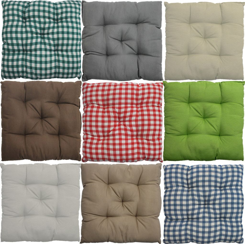 Stuhlkissen 38 x 38 cm mit 5er Steppung im 6er Sparpack - Sitzkissen für Stühle drinnen und draußen - Stuhlauflage Steppkissen weich und robust,...