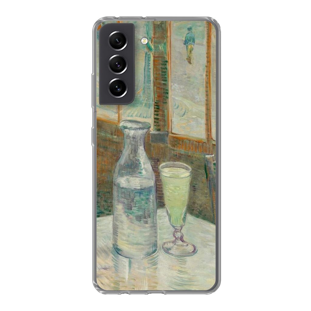 MuchoWow Handyhülle Schutzhülle Hülle für Samsung Galaxy S21 FE Couchtisch mit Absinth - Vincent van Gogh Silikon Softcase Handy Hülle - Mob...
