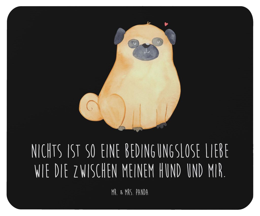 Mr. & Mrs. Panda Mauspad Mops - Schwarz - Geschenk, Liebe, pc mausunterlage, Knuffig, laptop, Hund, Mouse Pad, Sprüche, computermatte, Mousepad, Pure
