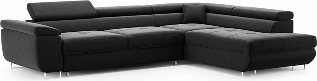 BETTSO Gepolstertes Ecksofa mit Schlaffunktion VERTIGO schwarz BETTSO Ecksofa Links Seite Sofa Eckcouch Couch mit Schlaffunktion und Bettkasten Ott...