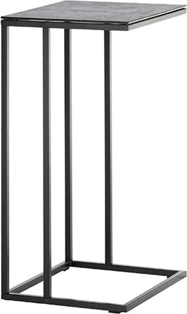 Bout de canapé FARGO en verre et métal gris - Meuble d'appoint 70 cm