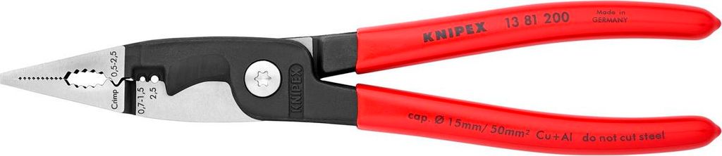 Elek.-Installationszange L.200mm schwarz atram.Kopf pol.Griff KU.überz SBKnipex