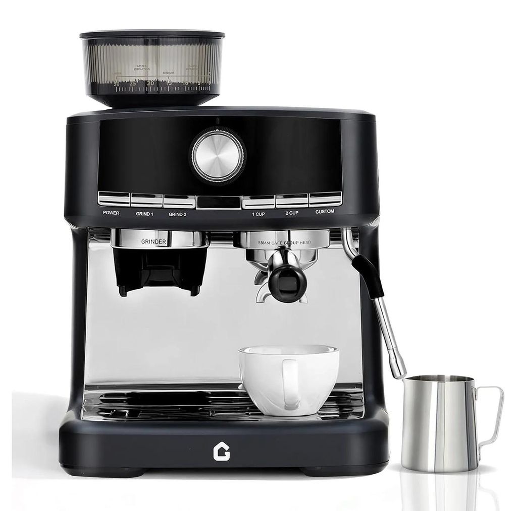 Espressomaschine - Vollautomatisch - 15 bar Druck - Integriertes Mahlwerk mit 30 Stufen - Milchaufschäumer - Edelstahlgehäuse - EU‐Stecker 110...