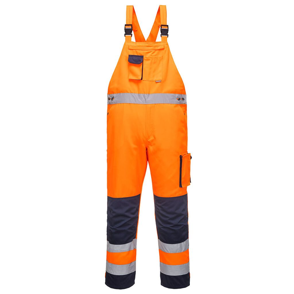 Portwest TX52 Dijon Warnschutz-Latzhose Orange/Navy Gr. S