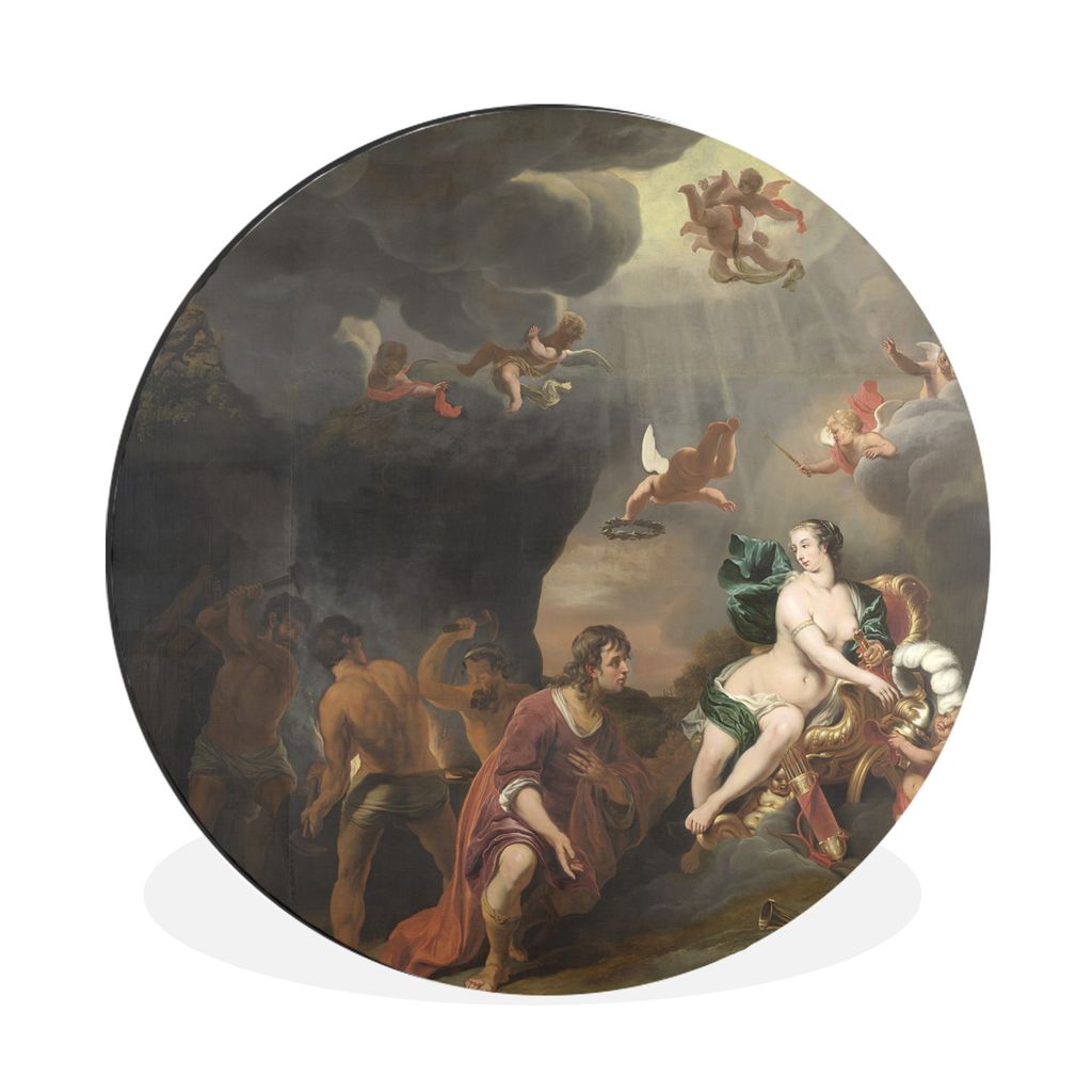 MuchoWow Aluminium Wandkreis Aeneas erhält durch die Fürsprache der Venus eine neue Rüstung - Gemälde von Ferdinand Bol Ø 60 cm Wanddeko Mod...